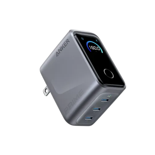 Anker Prime GaN 160W 3-Port Fast Charger with Smart  Display- Silver